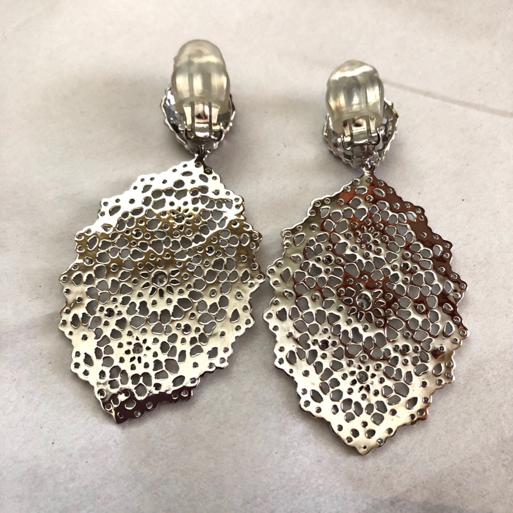 Jennifer Miller Silver Rhinestone Mesh Earrings - Picture 2 of 4
